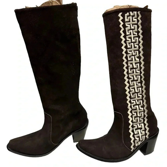 Agave sky embroidered brown boots size 8.5 - Picture 3 of 11